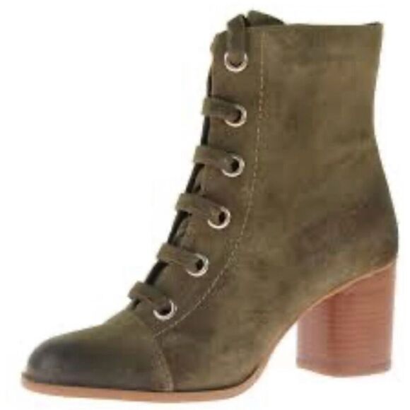 Steve Madden Olive Green Lace Up Side Zip Boots sz 6 EUC - Picture 8 of 8